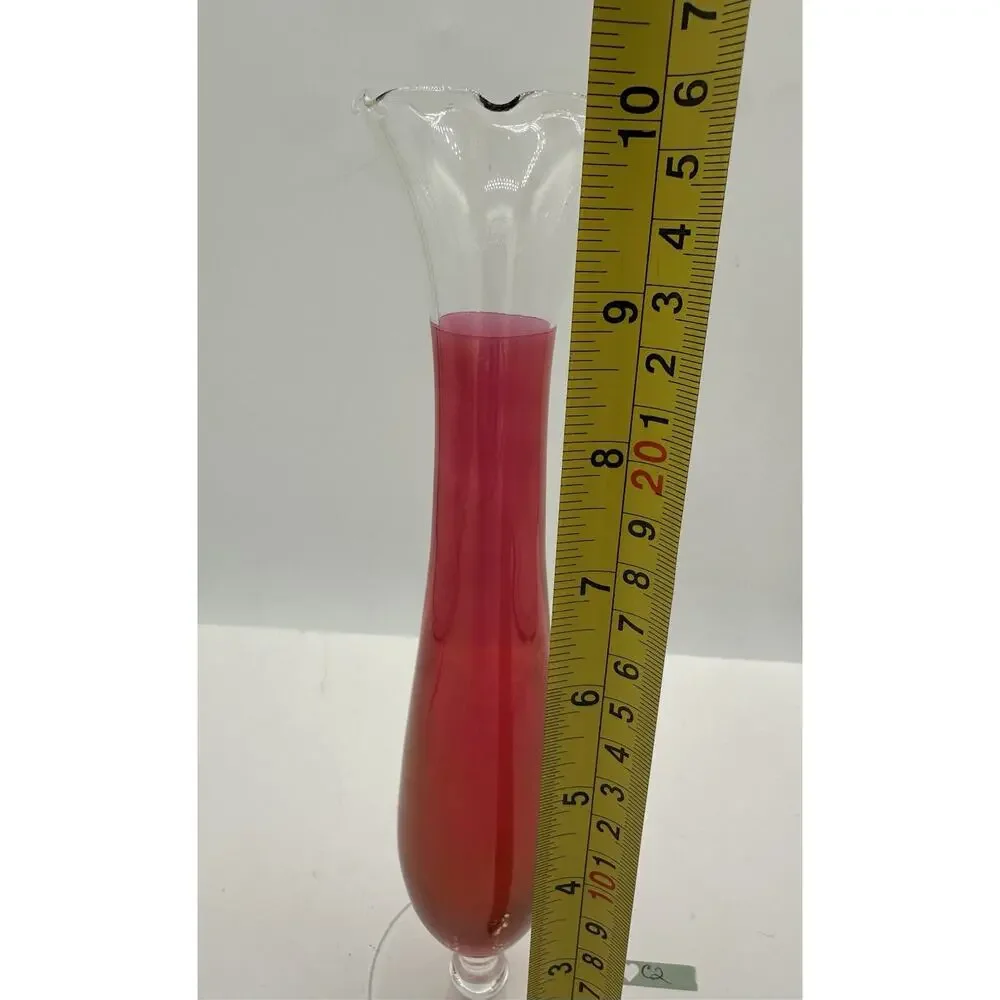 Vintage hand-blown art glass bud vase, likely Mid-Century Modern (1960s–1980s).